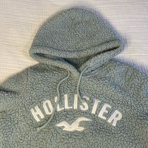 Hollister Sherpa hoodie, small, seafoam green